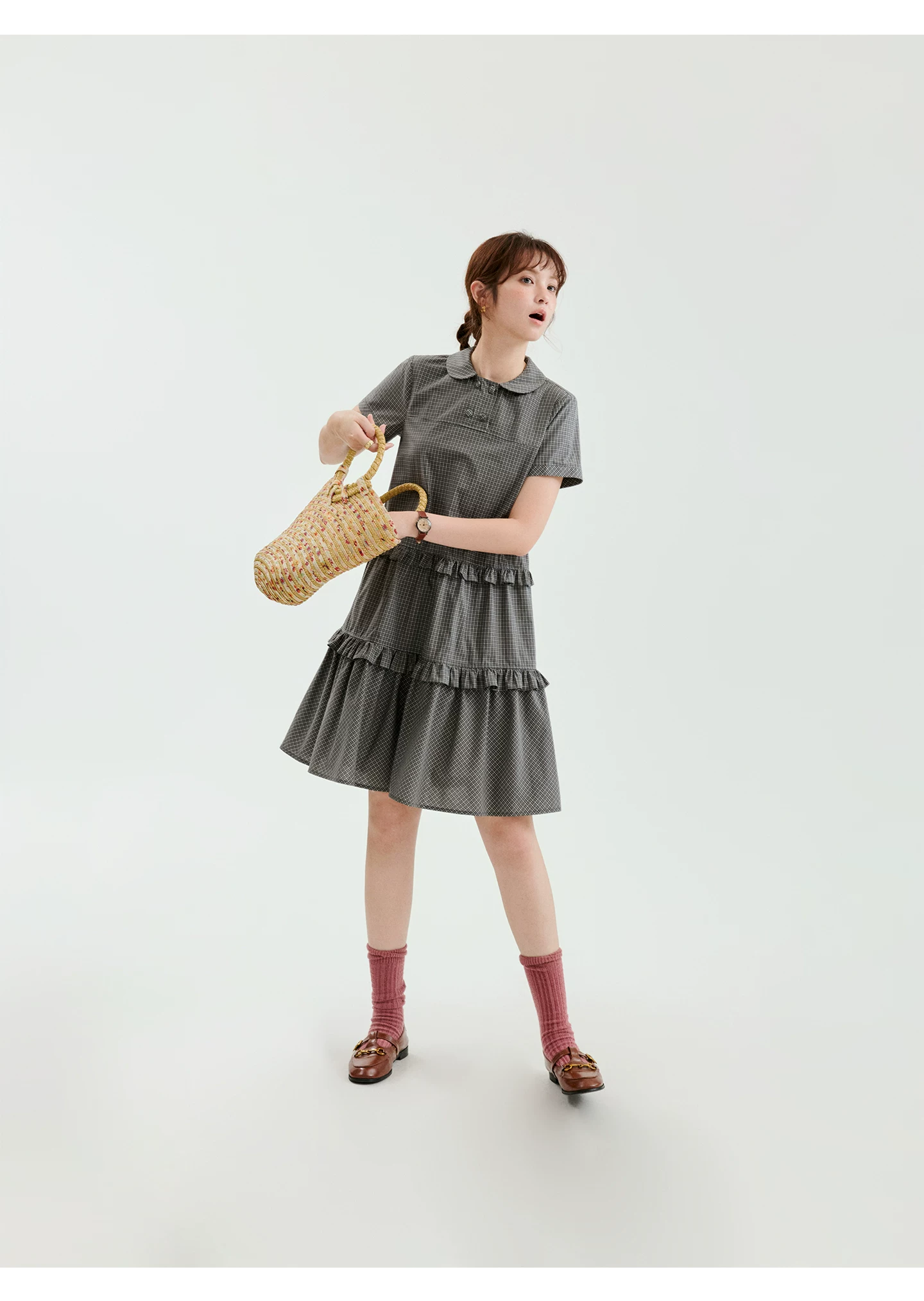 日系格紋娃娃領純棉洋裝女夏季新款花邊短裙子,日系格紋娃娃領純棉洋裝女夏季新款花邊短裙子,HBFS7175,日系格紋娃娃領純棉洋裝女夏季新款花邊短裙子,娃娃領,全棉面料