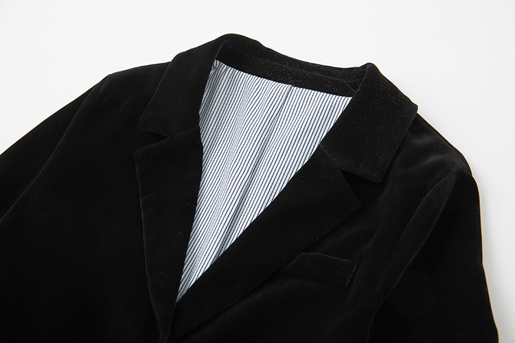 黑色氣質款絲絨正裝禮服一粒扣西裝外套