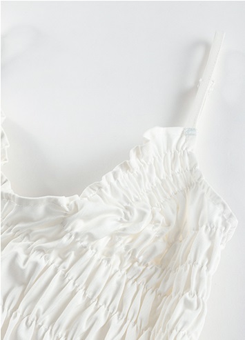 少女心事減齡重工打攬設計內搭吊帶百搭連身裙洋裝,長洋裝,輕奢,百搭,白色,法式甜美