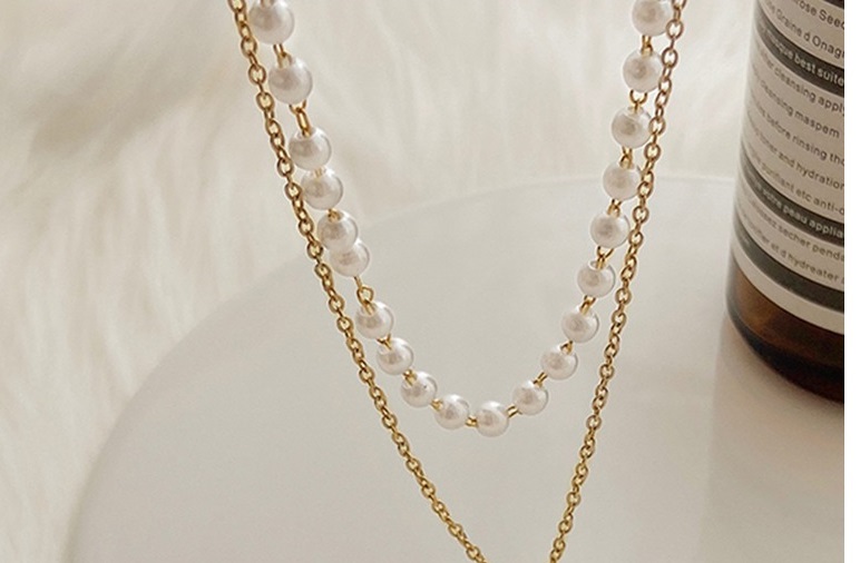 輕奢法式小眾珍珠項鍊高級感鎖骨鏈氣質名媛復古頸鍊