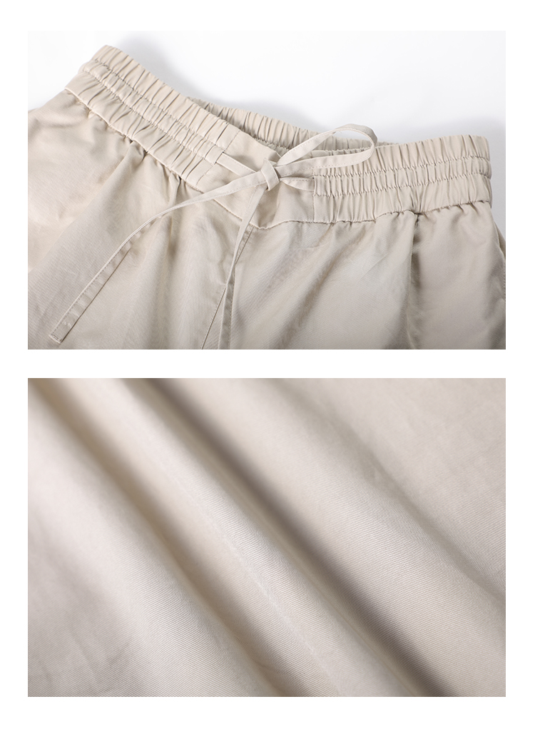 腰間抽繩設計純棉透氣錐形休閒褲