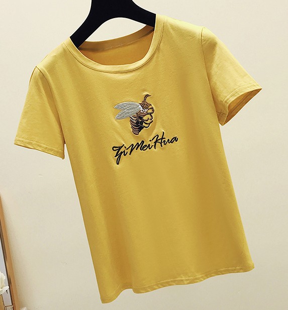 蜜蜂袖花T恤上衣