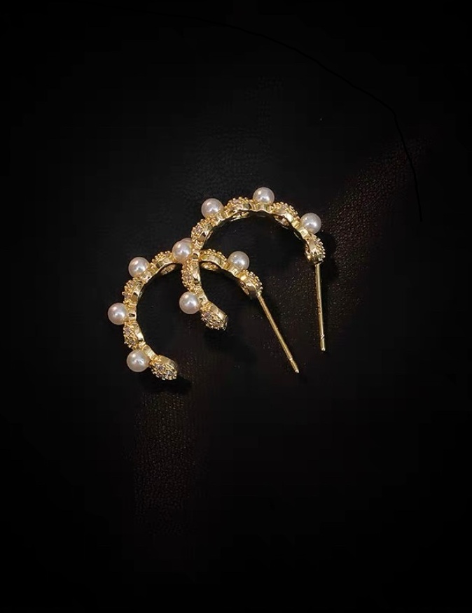 法式名媛金屬綴珍珠耳環