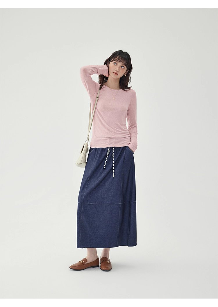 長袖修身薄款羊毛T恤女25秋季新款內搭上衣