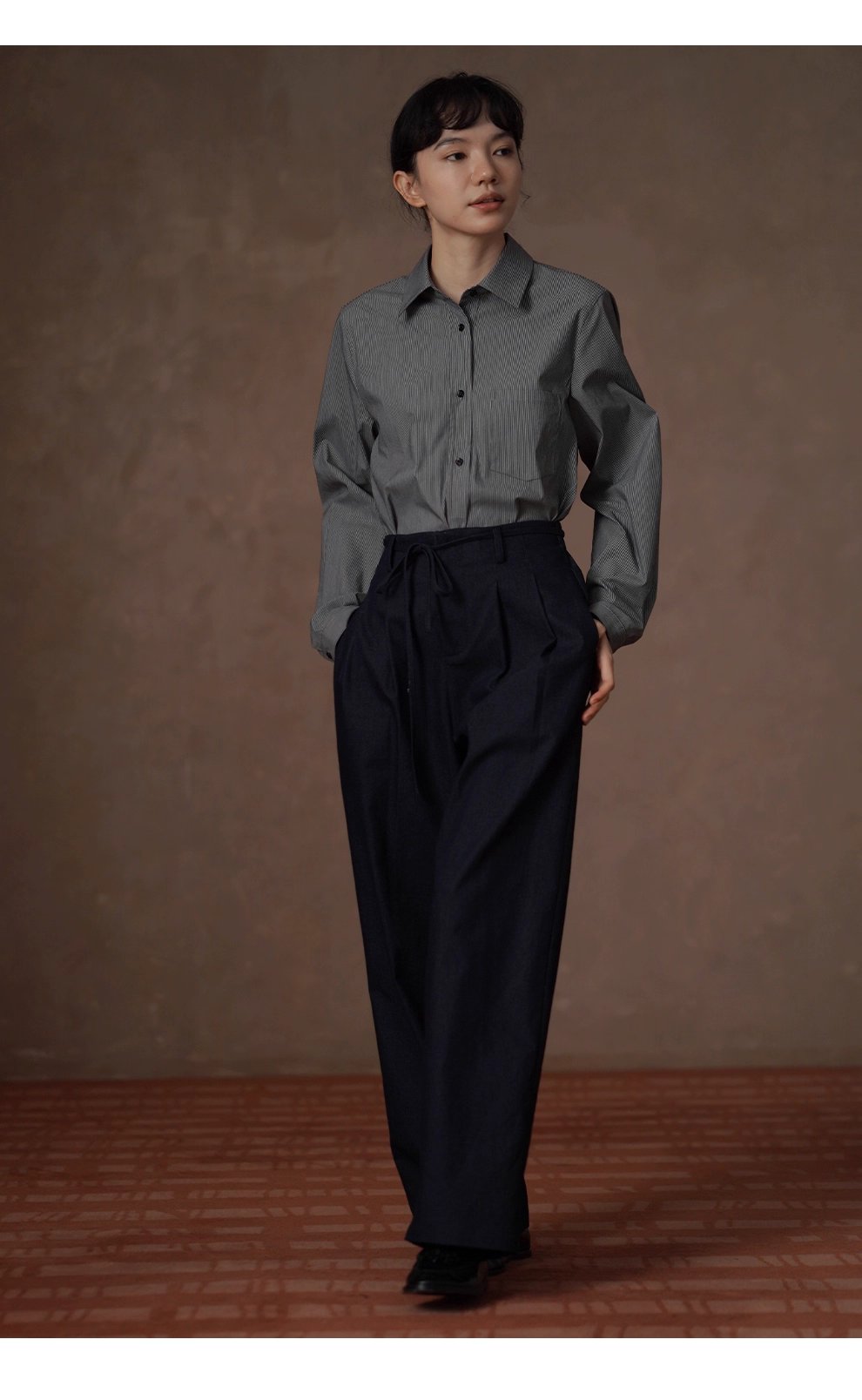 基礎時髦法則不挑人顯瘦版型遮肉寬鬆闊腿高腰牛仔長褲