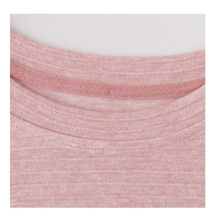 韓系藍線圓領長袖T恤女秋季新款簡約寬鬆上衣