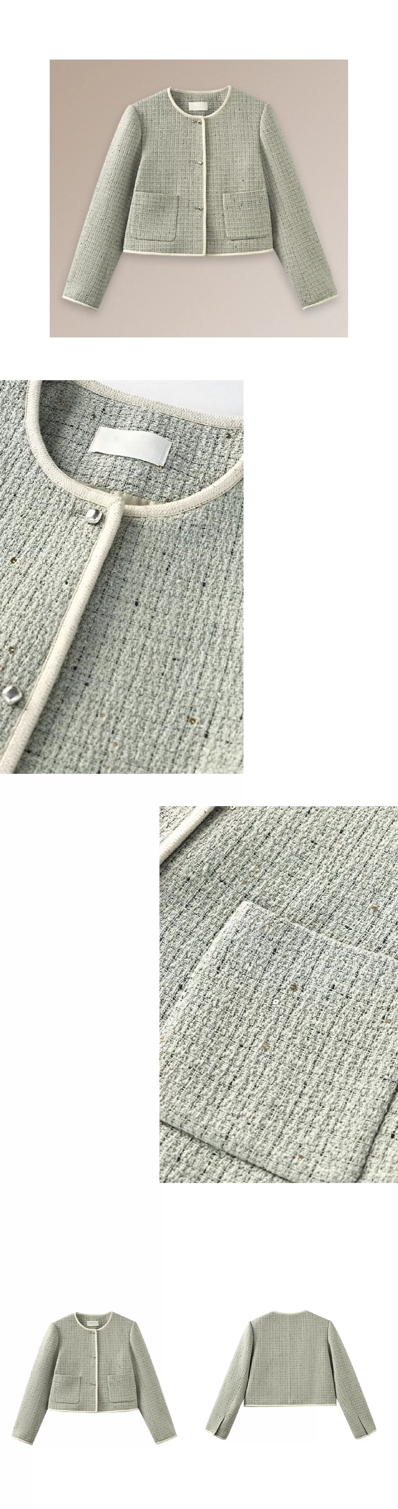 茉莉花紗編織小香羊毛混紡肌理感通勤顯瘦短版西裝外套