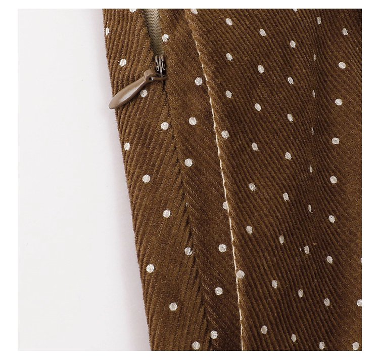 復古波點燈芯絨半身裙女秋冬新款高腰純棉a字裙