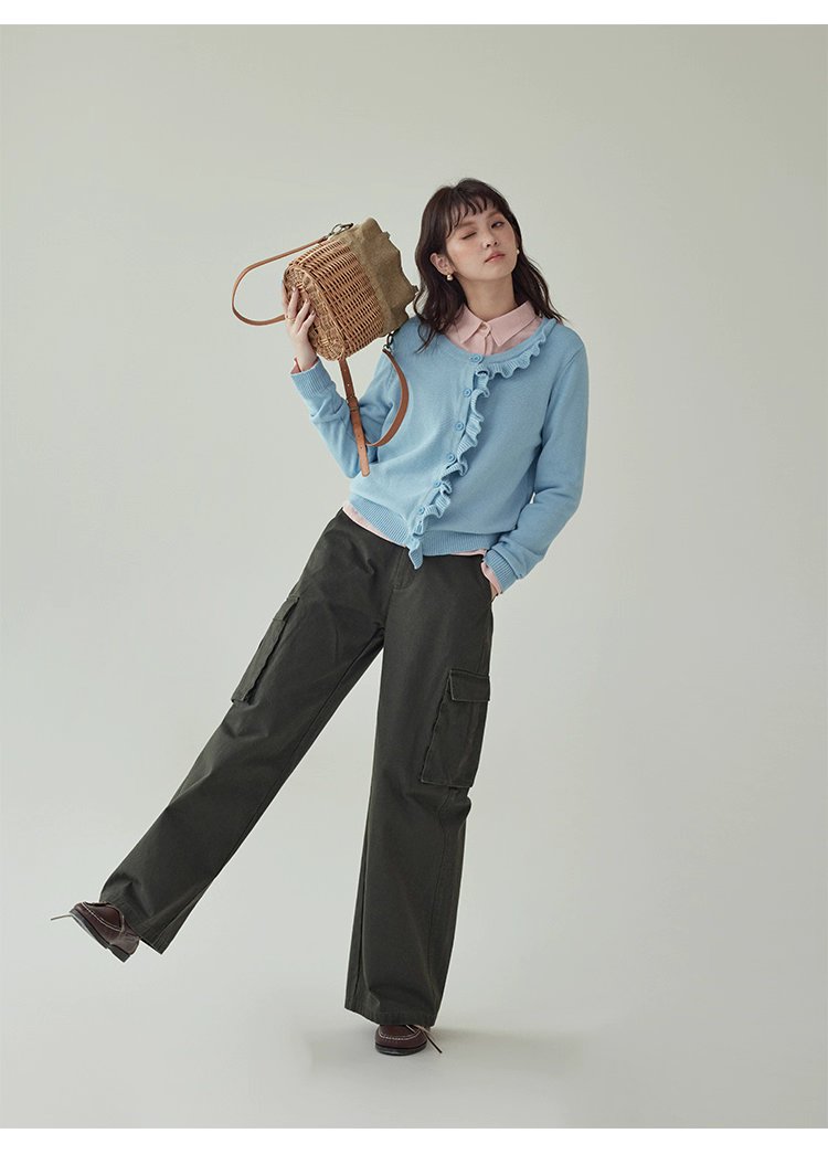 繫帶高腰純棉直筒休閒褲女秋季新款百搭工裝長褲,繫帶高腰純棉直筒休閒褲女秋季新款百搭工裝長褲,HBEW3026,繫帶高腰純棉直筒休閒褲女秋季新款百搭工裝長褲,高腰直筒,全棉面料