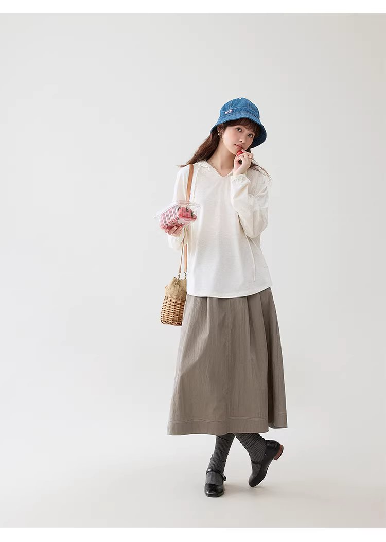 彩織小v領連帽插肩袖T恤女春季新款減齡寬鬆上衣,彩織小v領連帽插肩袖T恤女春季新款減齡寬鬆上衣,HBFS1035,彩織小v領連帽插肩袖T恤女春季新款減齡寬鬆上衣,V領連帽,寬鬆舒適