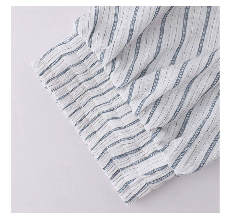 藍條紋v領木耳邊襯衫女夏季新款純棉五分袖上衣,藍條紋v領木耳邊襯衫女夏季新款純棉五分袖上衣,HBFS1098,藍條紋v領木耳邊襯衫女夏季新款純棉五分袖上衣,荷葉邊領,全棉面料