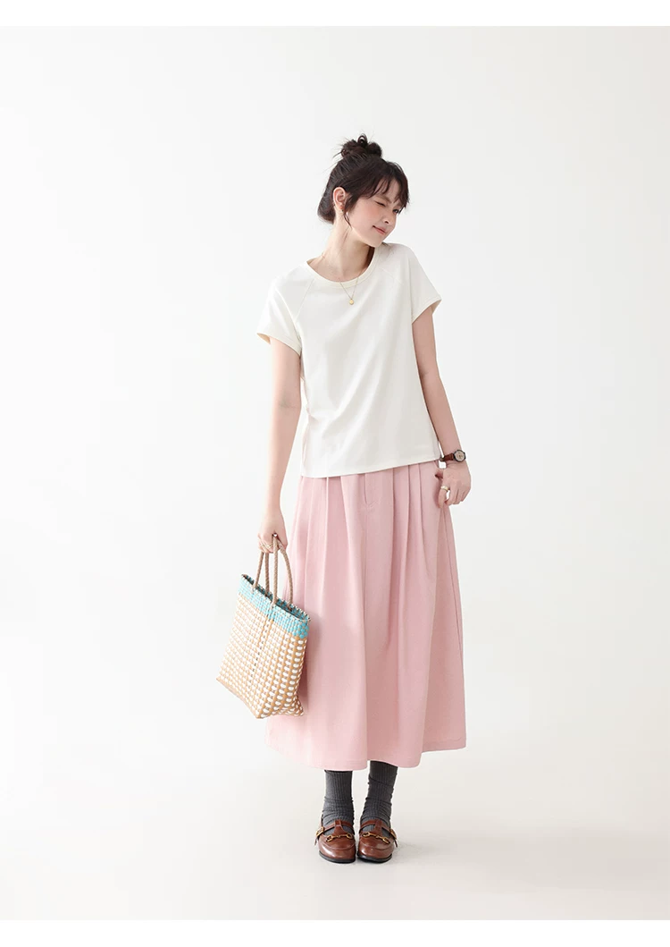 雙面長絨棉舒適短袖T恤女夏季新款通勤百搭上衣,雙面長絨棉舒適短袖T恤女夏季新款通勤百搭上衣,HBFS1105,雙面長絨棉舒適短袖T恤女夏季新款通勤百搭上衣,必備單品,天絲混棉