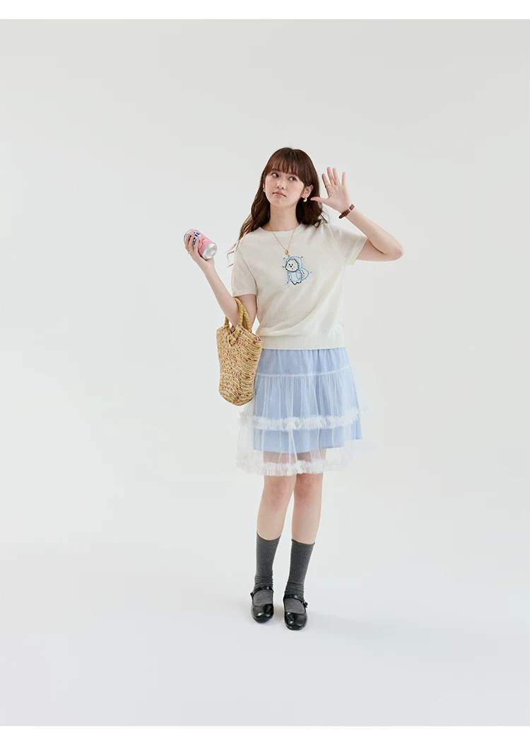 雨衣小狗提花短袖針織衫女夏季新款減齡百搭上衣,雨衣小狗提花短袖針織衫女夏季新款減齡百搭上衣,HBFS1274,雨衣小狗提花短袖針織衫女夏季新款減齡百搭上衣,小狗提花,薄款針織