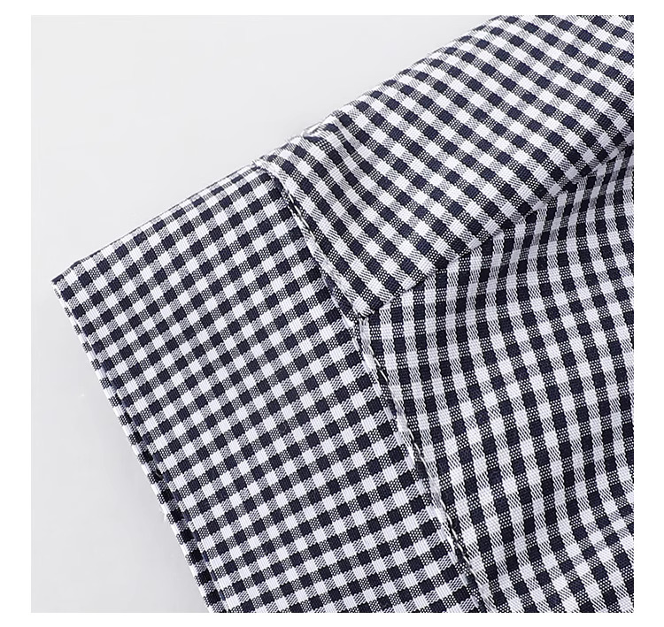 黑白格紋扭結短袖連身裙女夏季新款收腰a字中裙