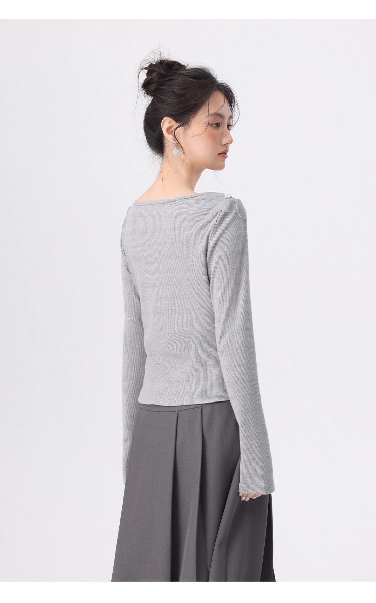 大尺碼女裝正肩長袖t恤穿搭微胖蕾絲花朵上衣