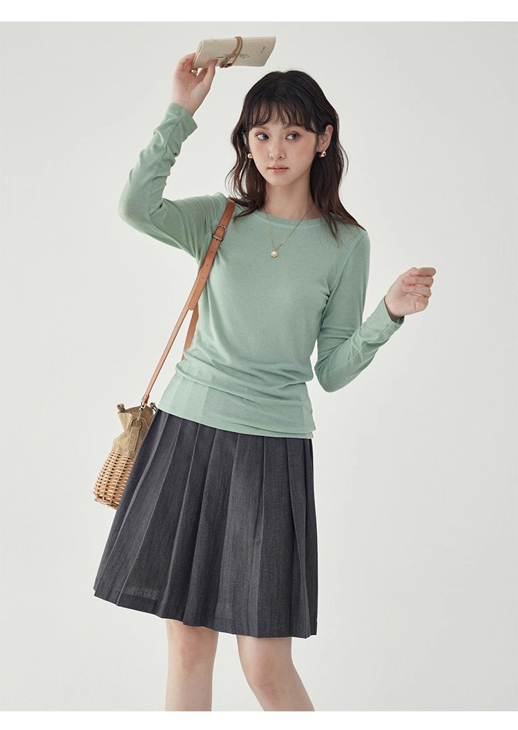長袖修身薄款羊毛T恤女25秋季新款內搭上衣