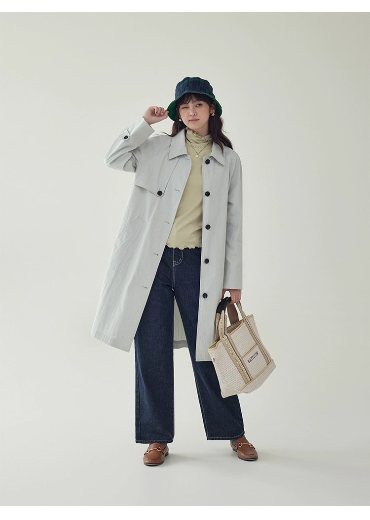 韓系單扣中長款風衣外套女25秋季新款長袖上衣