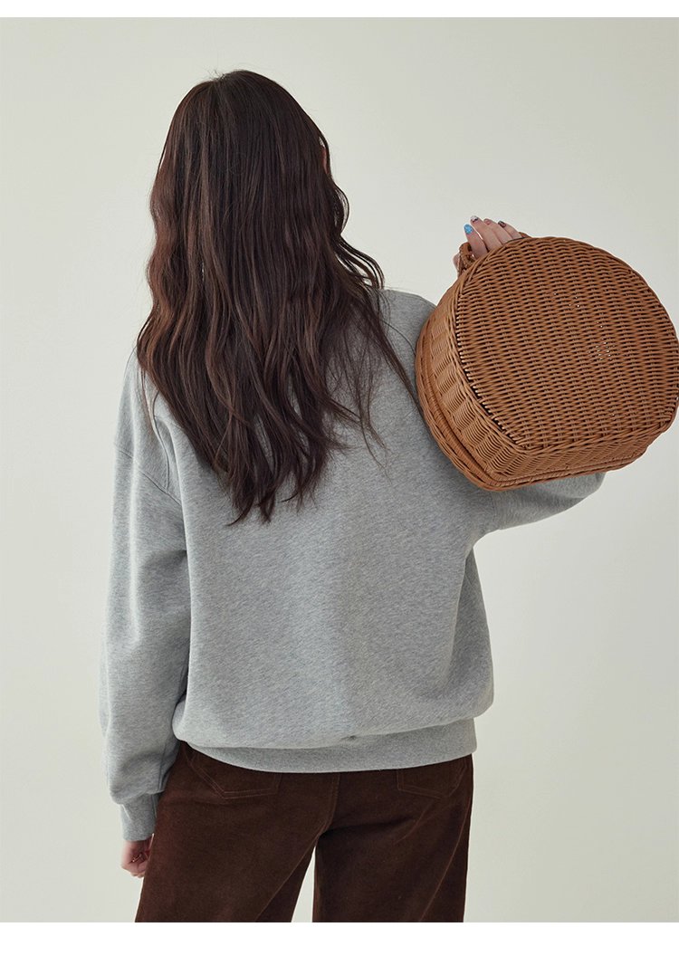 減齡刺繡圓領純棉衛衣女25秋季新款寬鬆長袖上衣