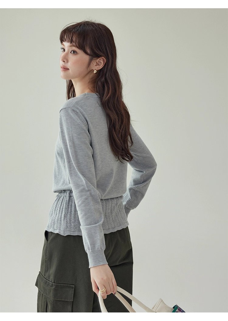 小眾抽繩提花下擺針織衫女秋季新款長袖內搭上衣,小眾抽繩提花下擺針織衫女秋季新款長袖內搭上衣,HBEW1094,小眾抽繩提花下擺針織衫女秋季新款長袖內搭上衣,簡約大方,抽繩衣襬