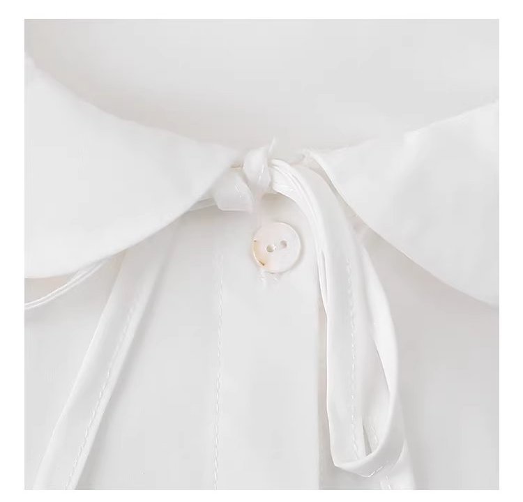 少女感蕾絲娃娃領襯衫女25冬季新款白色長袖上衣,HBEW1142,少女感蕾絲娃娃領襯衫女25冬季新款白色長袖上衣,娃娃領,花瓣衣襬,細節滿分