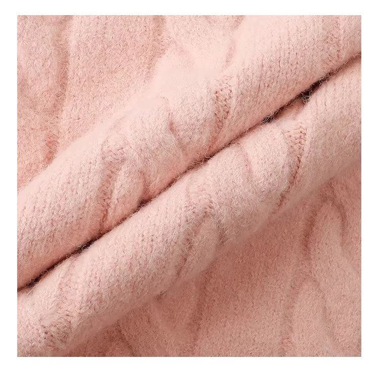 減齡粉紅高領麻花毛衣女25冬季新款捲邊長袖上衣,減齡粉紅高領麻花毛衣女25冬季新款捲邊長袖上衣,HBEW1146,減齡粉紅高領麻花毛衣女25冬季新款捲邊長袖上衣,高領毛衣,麻花針織