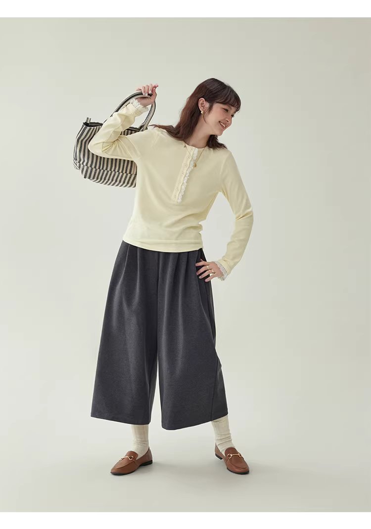 蕾絲拼接半開扣T恤女冬季新款純色打底長袖上衣,蕾絲拼接半開扣T恤女冬季新款純色打底長袖上衣,HBEW1199,蕾絲拼接半開扣T恤女冬季新款純色打底長袖上衣,蕾絲拼接,修身版型