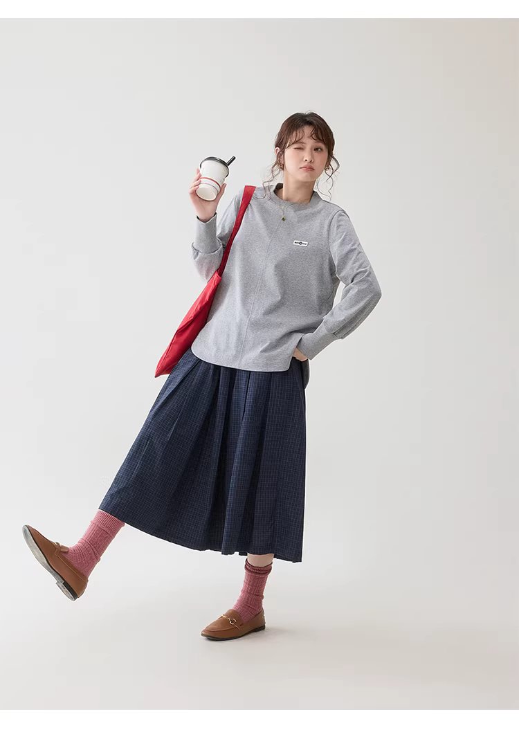 藍格百褶a字純棉半身裙女春季新款鬆緊腰中長裙,藍格百褶a字純棉半身裙女春季新款鬆緊腰中長裙,HBFS2000,藍格百褶a字純棉半身裙女春季新款鬆緊腰中長裙,復古格紋,全棉面料