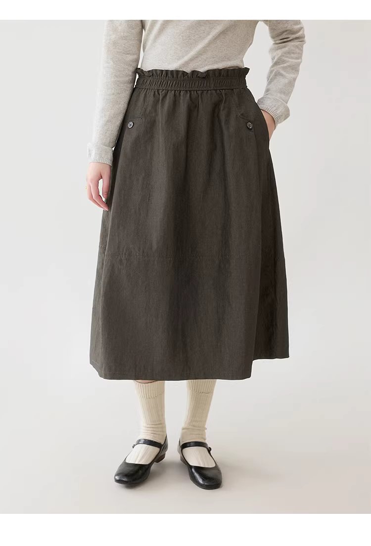 復古蕾絲鬆緊腰口袋半身裙女春季新款百搭A字中長裙,復古蕾絲鬆緊腰口袋半身裙女春季新款百搭A字中長裙,HBFS2002,復古蕾絲鬆緊腰口袋半身裙女春季新款百搭A字中長裙,荷葉邊,舒適面料