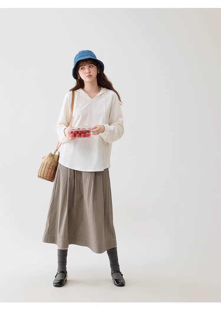 彩織小v領連帽插肩袖T恤女春季新款減齡寬鬆上衣,彩織小v領連帽插肩袖T恤女春季新款減齡寬鬆上衣,HBFS1035,彩織小v領連帽插肩袖T恤女春季新款減齡寬鬆上衣,V領連帽,寬鬆舒適