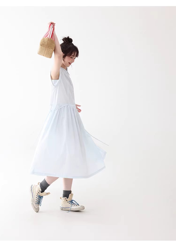 純色繫帶收腰大擺洋裝女26夏季新款polo領長裙,純色繫帶收腰大擺洋裝女26夏季新款polo領長裙,HBFS7017,純色繫帶收腰大擺洋裝女26夏季新款polo領長裙,襯衫洋裝,天絲混棉