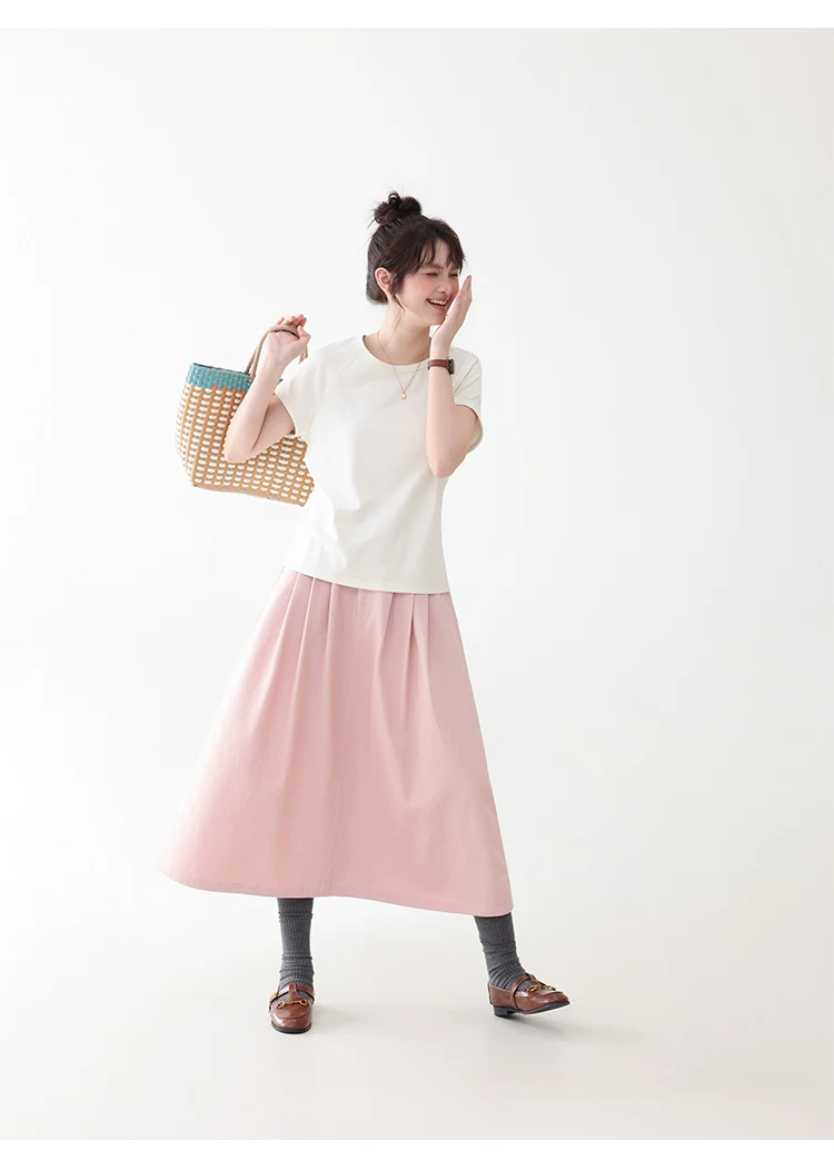 粉紅色中高腰壓褶牛仔半身裙女夏季新款純棉中長裙,粉紅色中高腰壓褶牛仔半身裙女夏季新款純棉中長裙,HBFS2020,粉紅色中高腰壓褶牛仔半身裙女夏季新款純棉中長裙,高腰壓摺,全棉面料