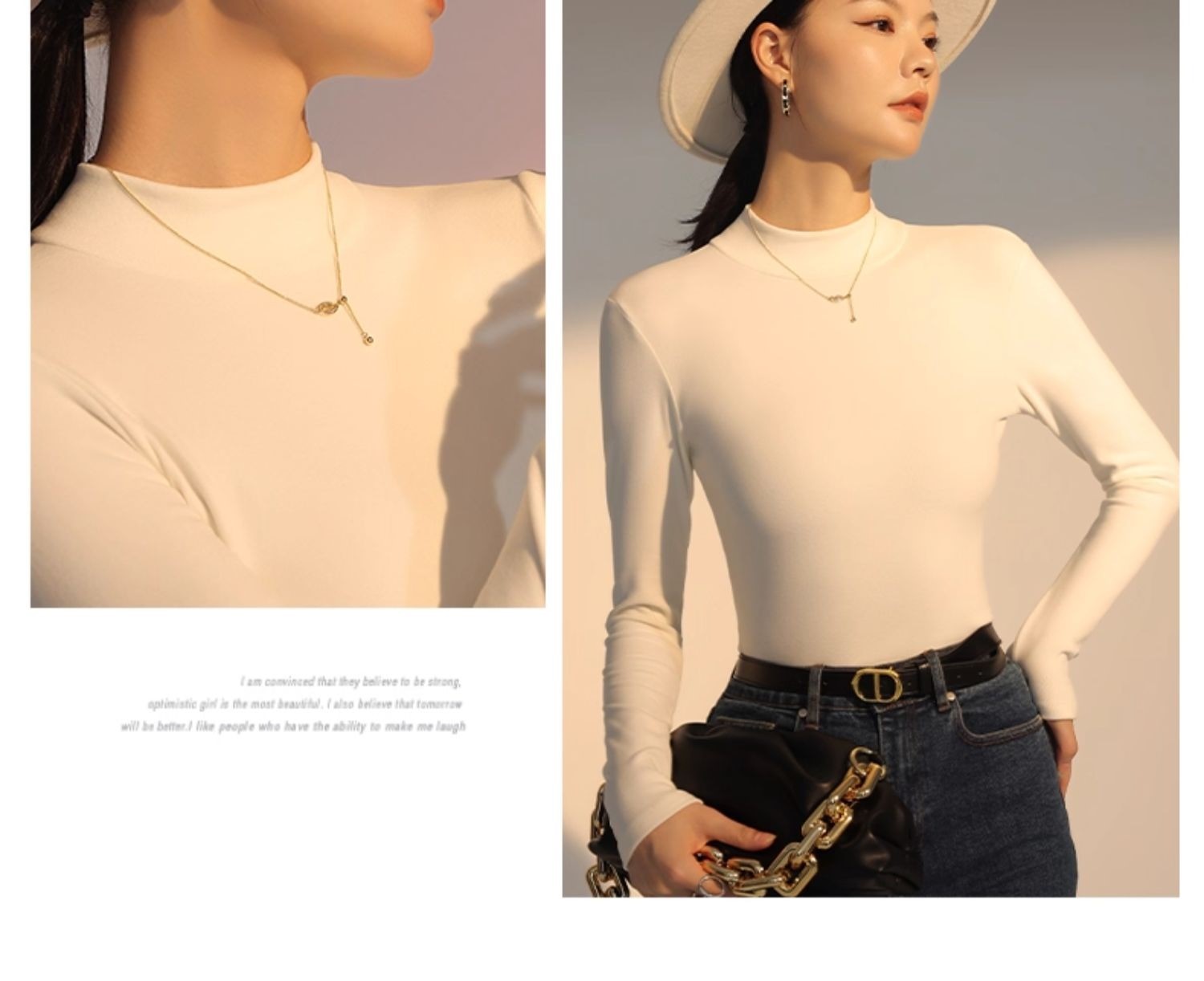 雙面磨毛雙倍暖德絨蓄熱半高領內搭上衣