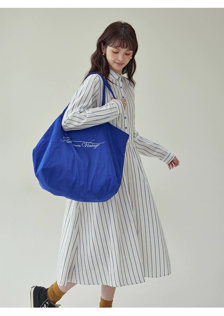 藍條紋娃娃領純棉洋裝女秋新款寬鬆長袖襯衫裙,藍條紋娃娃領純棉洋裝女秋新款寬鬆長袖襯衫裙,HBEW7043,藍條紋娃娃領純棉洋裝女秋新款寬鬆長袖襯衫裙,襯衫洋裝,全棉面料