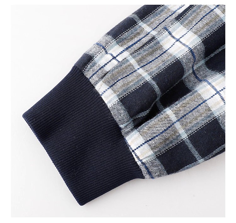 撞色格紋插肩袖摁扣外套女秋季新款長袖外套上衣