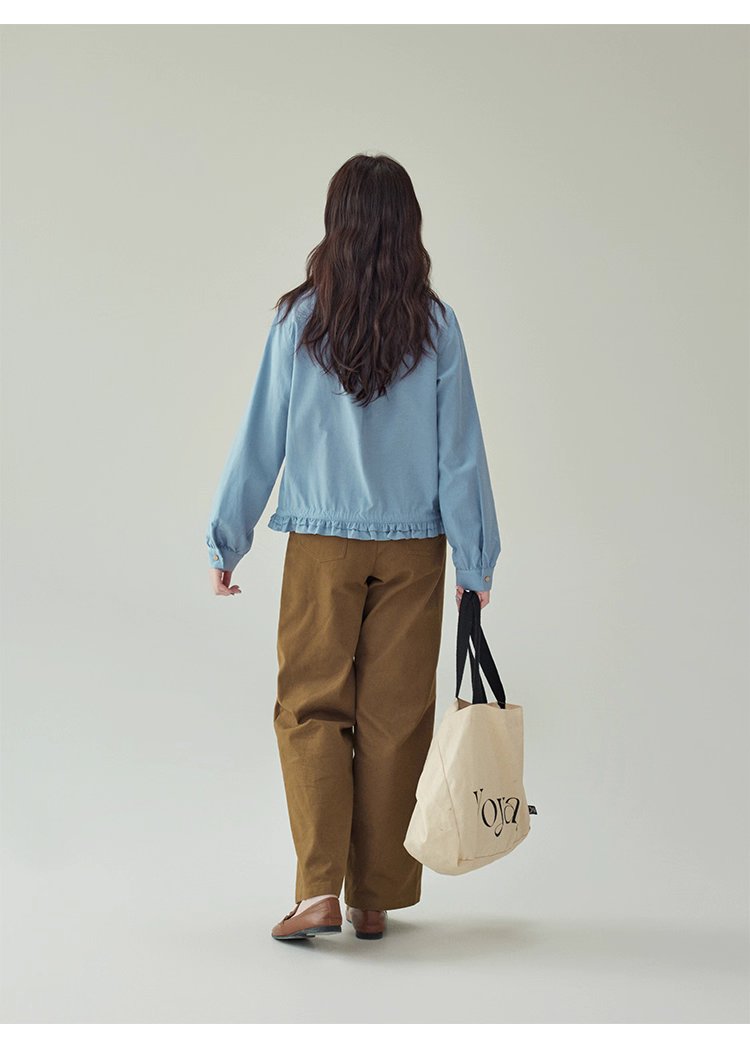 藍色花邊下擺抽繩襯衫女秋季新款單排扣長袖上衣,藍色花邊下擺抽繩襯衫女秋季新款單排扣長袖上衣,HBEW1103,藍色花邊下擺抽繩襯衫女秋季新款單排扣長袖上衣,翻領排扣,天絲混棉