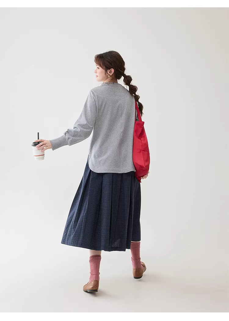 藍格百褶a字純棉半身裙女春季新款鬆緊腰中長裙,藍格百褶a字純棉半身裙女春季新款鬆緊腰中長裙,HBFS2000,藍格百褶a字純棉半身裙女春季新款鬆緊腰中長裙,復古格紋,全棉面料