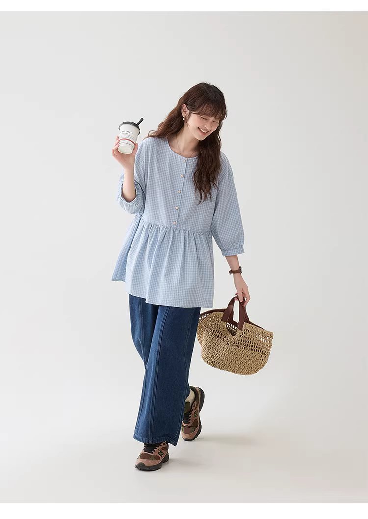 韓系藍色中高腰直筒牛仔褲女26春季新款百搭寬褲,韓系藍色中高腰直筒牛仔褲女26春季新款百搭寬褲,HBFS3009,韓系藍色中高腰直筒牛仔褲女26春季新款百搭寬褲,高腰直筒,丹寧面料