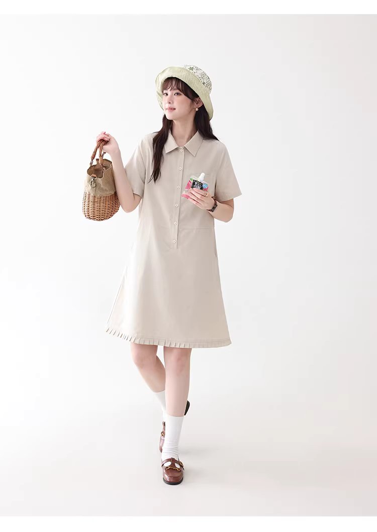 日系polo領花邊洋裝女26夏季新款a字襯衫短裙,日系polo領花邊洋裝女26夏季新款a字襯衫短裙,HBFS7018,日系polo領花邊洋裝女26夏季新款a字襯衫短裙,翻領排扣,天絲混棉