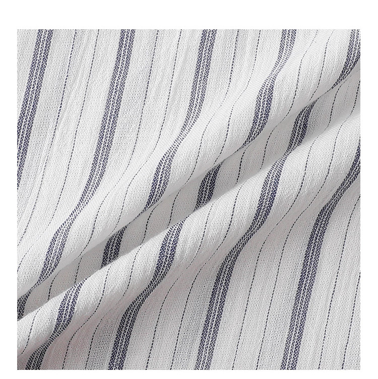 清爽豎紋花邊領短袖襯衫女夏季新款純棉寬鬆上衣