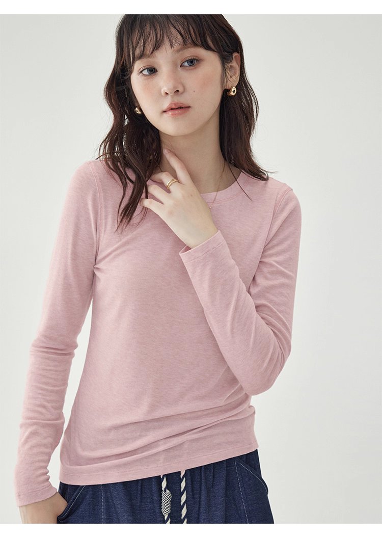 長袖修身薄款羊毛T恤女25秋季新款內搭上衣