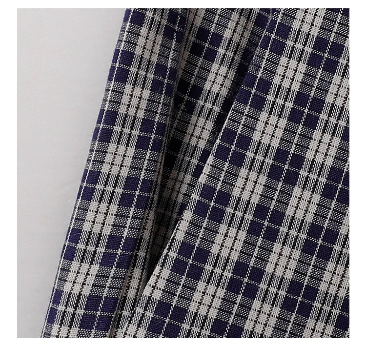 日系格紋燈籠袖洋裝女秋季新款寬鬆純棉a字裙