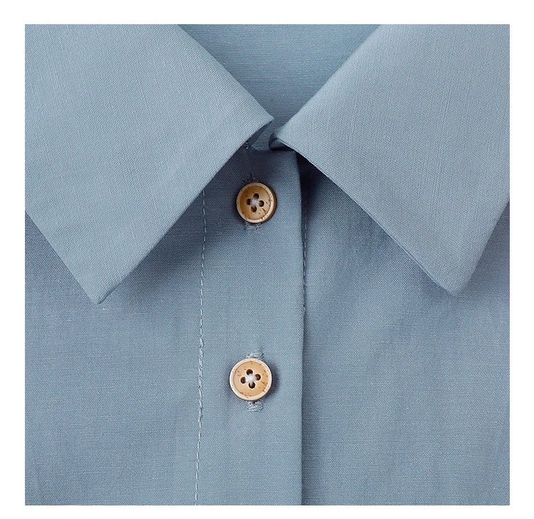 藍色花邊下擺抽繩襯衫女秋季新款單排扣長袖上衣,藍色花邊下擺抽繩襯衫女秋季新款單排扣長袖上衣,HBEW1103,藍色花邊下擺抽繩襯衫女秋季新款單排扣長袖上衣,翻領排扣,天絲混棉