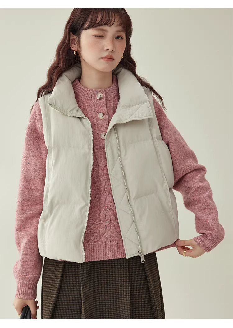 韓系純色無袖拉鍊棉服女冬新款立領馬甲疊穿外套,韓系純色無袖拉鍊棉服女冬新款立領馬甲疊穿外套,HBEW5105,韓系純色無袖拉鍊棉服女冬新款立領馬甲疊穿外套,疊搭造型,保暖舒適