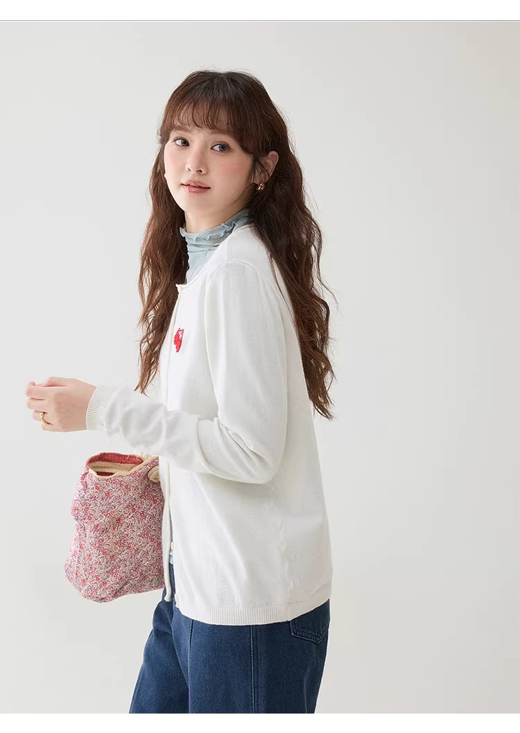 簡約小貓刺繡針織開襟衫女26春季新款寬鬆長袖上衣,簡約小貓刺繡針織開襟衫女26春季新款寬鬆長袖上衣,HBFS5006,簡約小貓刺繡針織開襟衫女26春季新款寬鬆長袖上衣,圓領排扣,修身版型