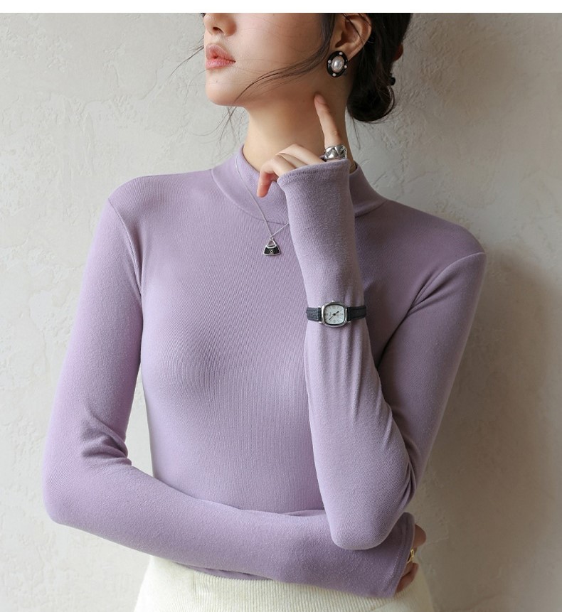 雙面磨毛雙倍暖德絨蓄熱半高領內搭上衣