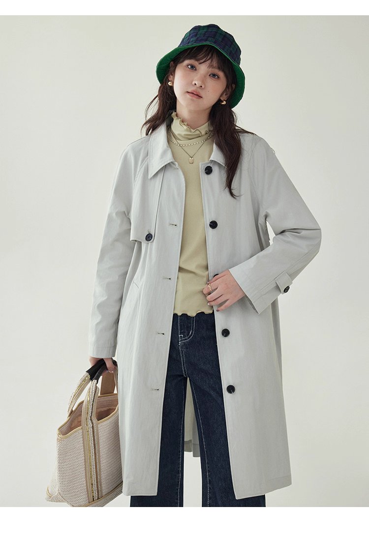 韓系單扣中長款風衣外套女25秋季新款長袖上衣