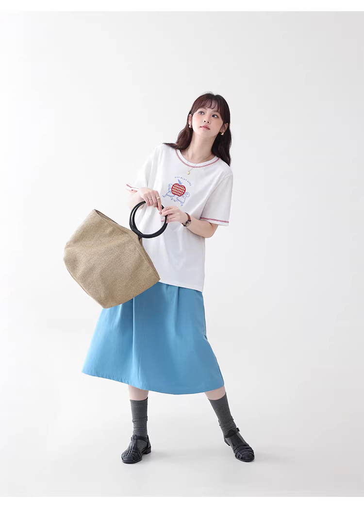 卡通刺繡反線純棉短袖T恤女夏新款少女感寬鬆上衣,卡通刺繡反線純棉短袖T恤女夏新款少女感寬鬆上衣,HBFS1091,卡通刺繡反線純棉短袖T恤女夏新款少女感寬鬆上衣,童趣刺繡,全棉面料