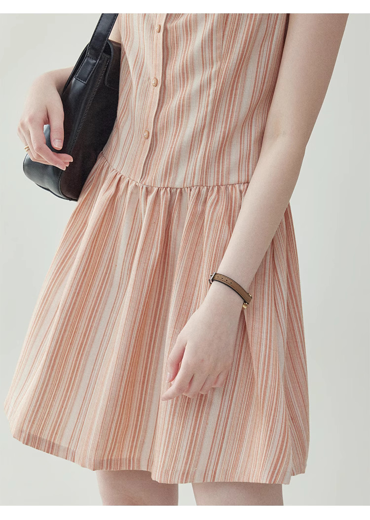 甜美圖案無袖背心洋裝女夏季新款顯瘦a字短裙