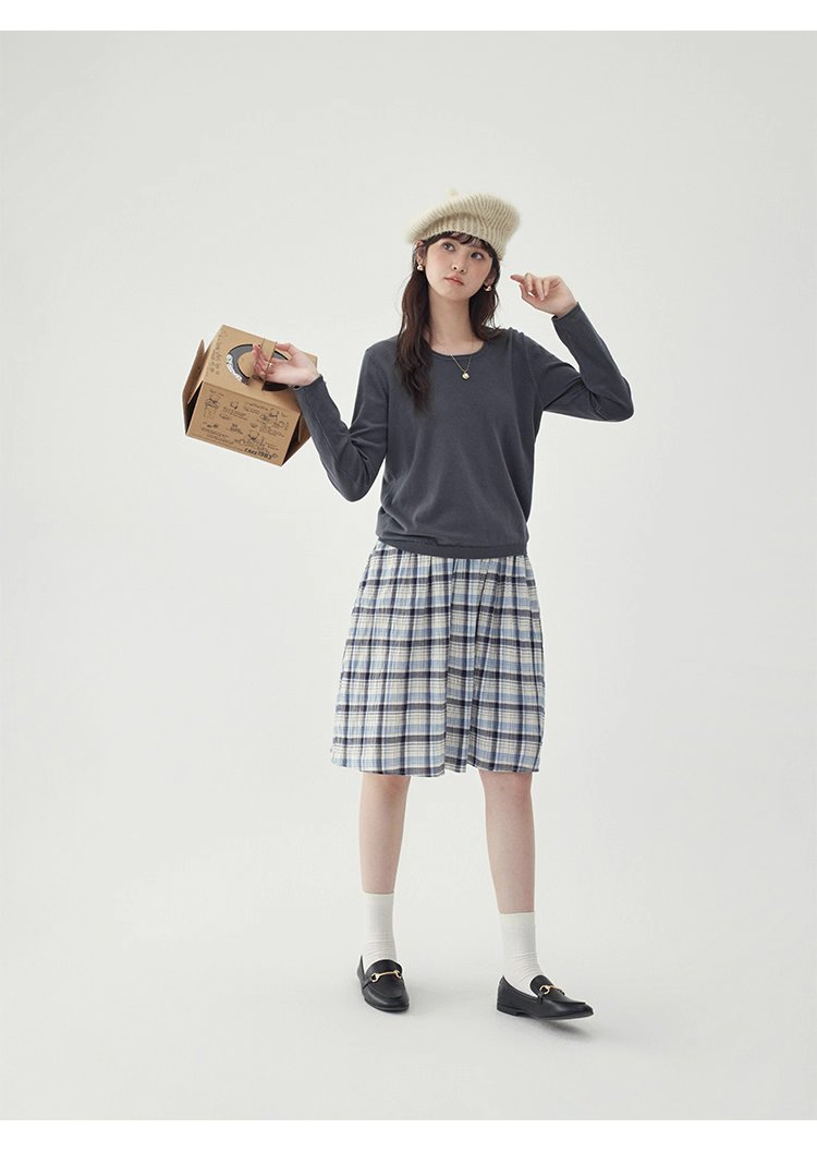 韓系純色毛衣長袖針織衫女秋季新款圓領純棉上衣