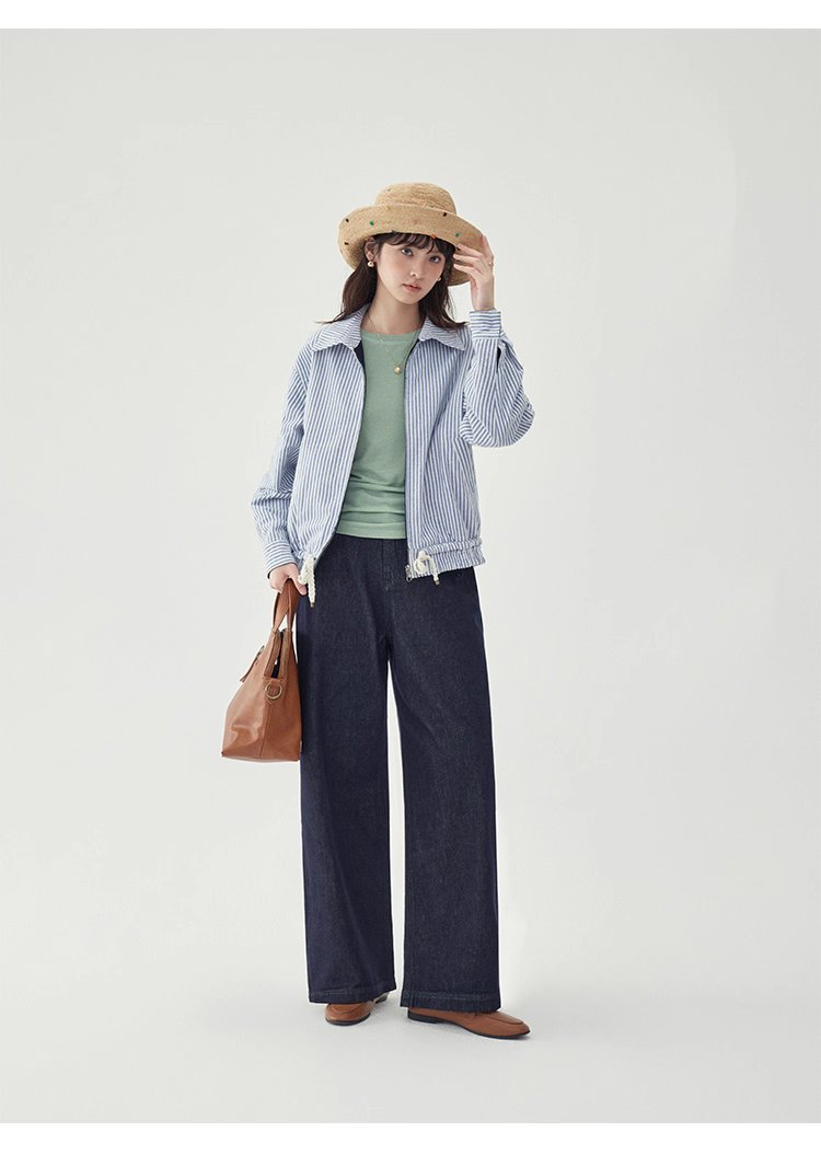 韓國翻領兩面穿拉鍊外套女秋季新款純棉長袖上衣